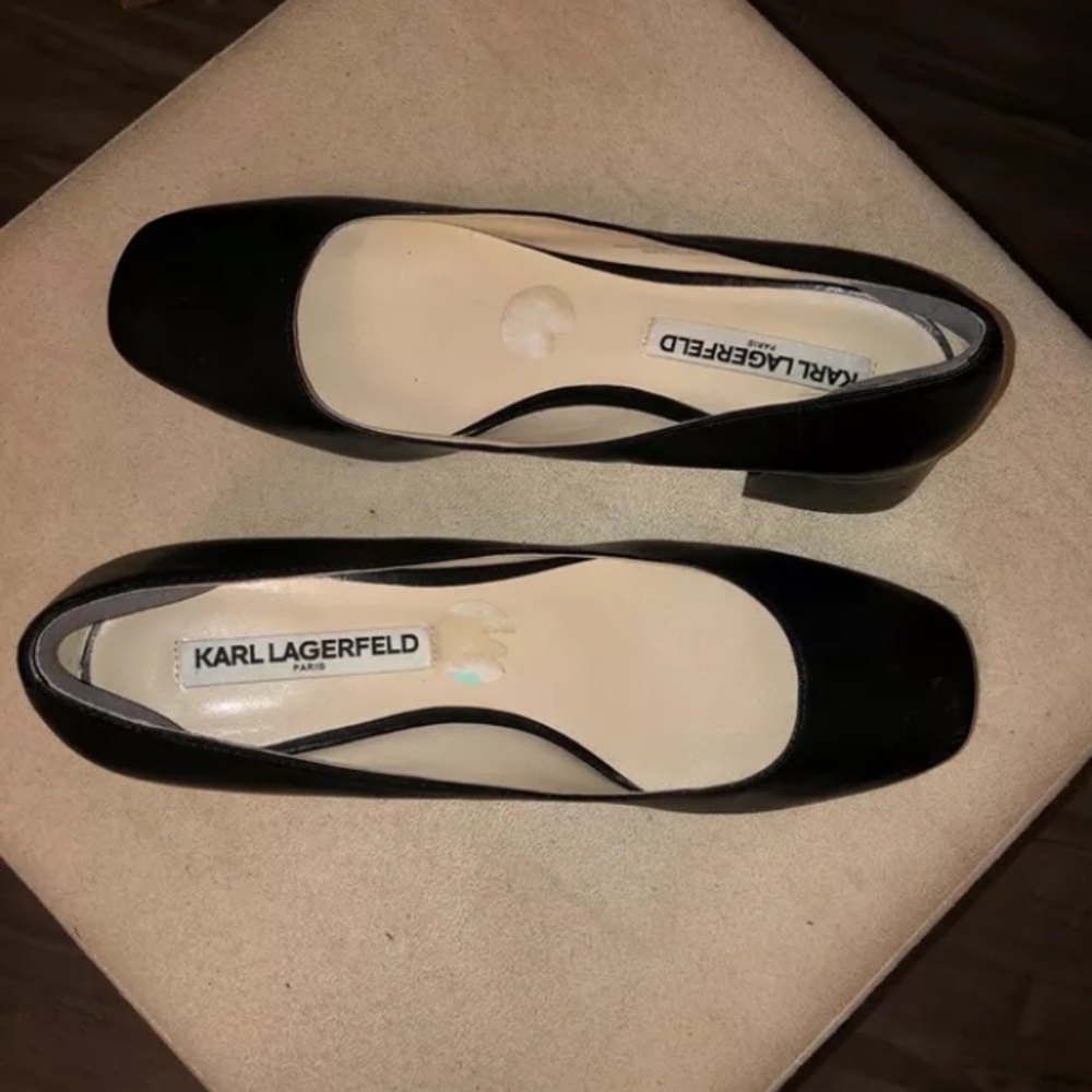 ⚡️KARL LAGERFELD ‘Charee’ Low Block Heel Black Paris Chanel French Classic - Picture 15 of 16